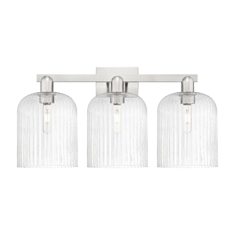 Innovations Bridal Veil 27in 3-Light Bath Vanity Light | Industrial Brushed Satin Nickel and Seedy Glass | Bathroom Vanity | Model 716-3W-SN-G559-8SDY