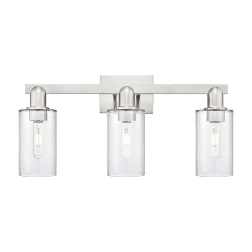 Innovations Clymer 23in 3-Light Bath Vanity Light | Industrial Brushed Satin Nickel and Clear Glass | Bathroom Vanity | 22.88 x | Model 716-3W-SN-G802