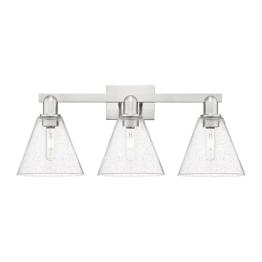 Innovations Berkshire Glass 26in 3-Light Bath Vanity Light | Industrial Satin Nickel Steel and Seedy Glass | Bathroom Vanity & | Model 716-3W-SN-GBC-84