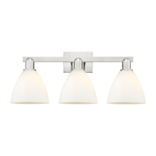Innovations Bristol 27in 3-Light Bath Vanity Light | Industrial Brushed Satin Nickel Steel and Matte White Glass | Bathroom | Model 716-3W-SN-GBD-751