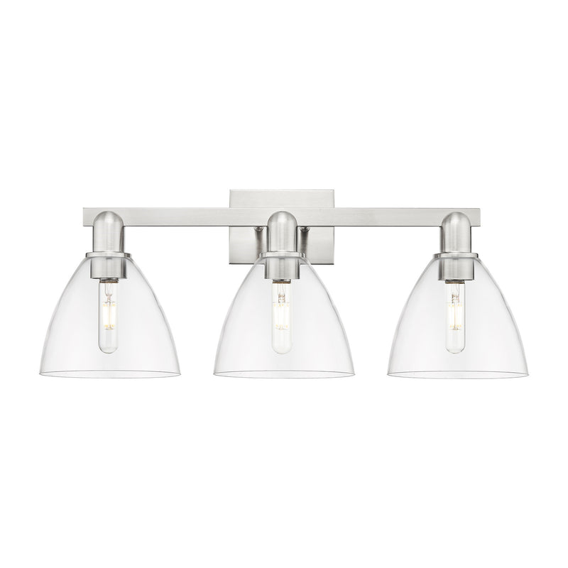 Innovations Bristol 27in 3-Light Bath Vanity Light | Industrial Brushed Satin Nickel and Clear Glass | Bathroom Vanity | 26.5 x | Model 716-3W-SN-GBD-752