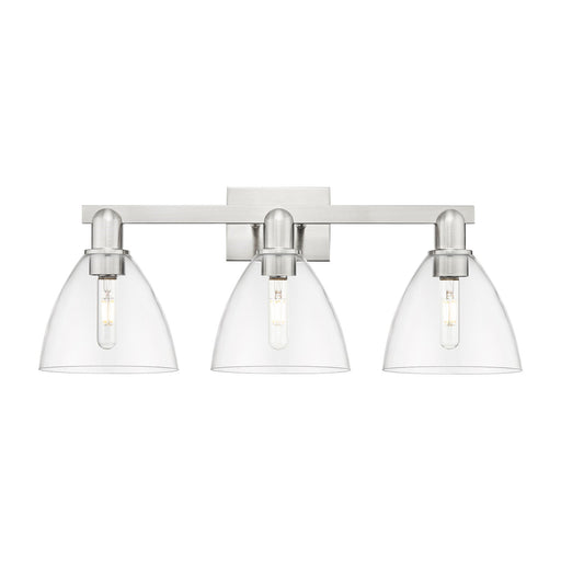 Innovations Bristol 27in 3-Light Bath Vanity Light | Industrial Brushed Satin Nickel and Clear Glass | Bathroom Vanity | 26.5 x | Model 716-3W-SN-GBD-752