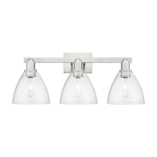 Innovations Bristol 27in 3-Light Bath Vanity Light | Industrial Brushed Satin Nickel and Seedy Glass | Bathroom Vanity | 26.5 x | Model 716-3W-SN-GBD-754