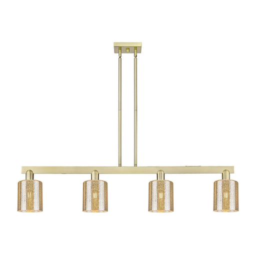 Innovations Cobbleskill 48in 4-Light Island Light | Industrial Antique Brass and Mercury Glass | Kitchen Island & Dining Room | Model 716-4I-AB-G116