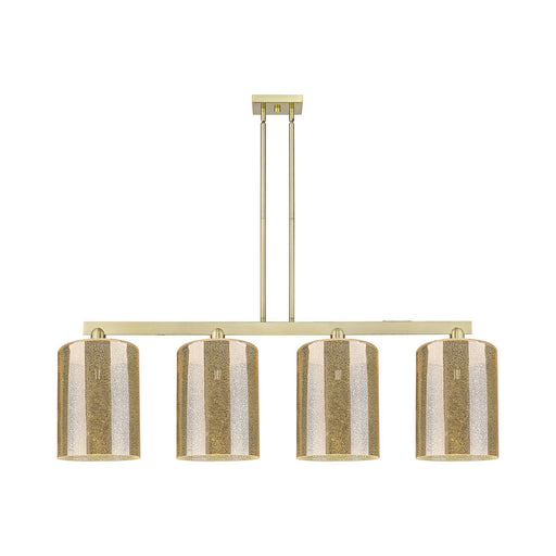 Innovations Cobbleskill 52in 4-Light Island Light | Industrial Antique Brass Steel and Mercury Glass | Kitchen Island & Dining | Model 716-4I-AB-G116-L