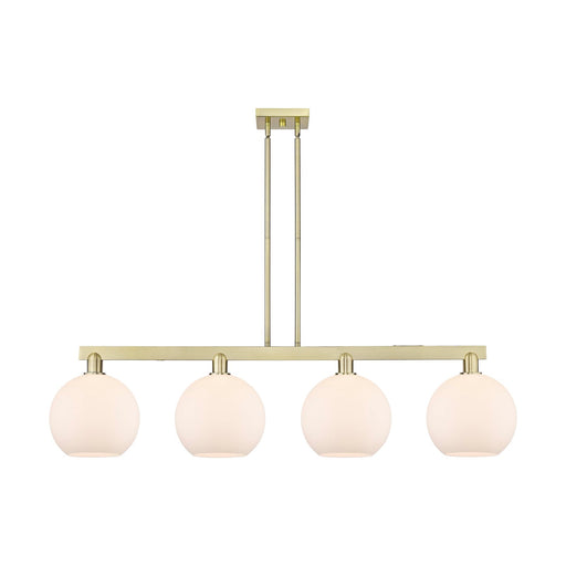 Innovations Athens 53in 4-Light Island Light | Industrial Antique Brass and Matte White Glass | Kitchen Island & Dining Room | Model 716-4I-AB-G121-10