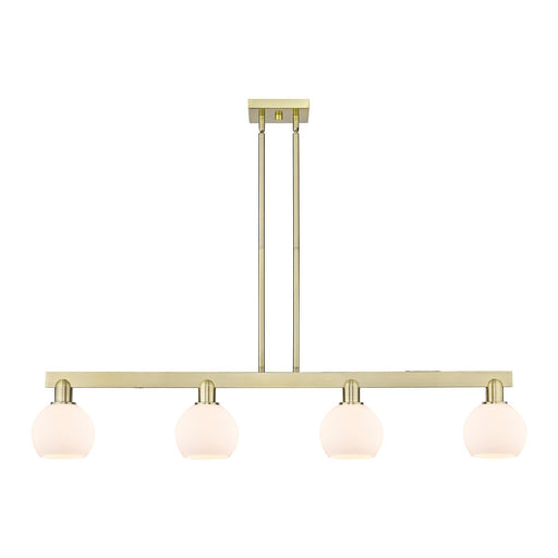 Innovations Athens 49in 4-Light Island Light | Industrial Antique Brass and Matte White Glass | Kitchen Island & Dining Room | Model 716-4I-AB-G121-6