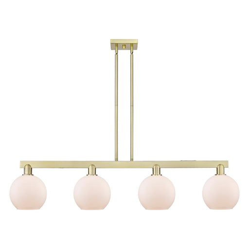 Innovations Athens 51in 4-Light Island Light | Industrial Antique Brass and Matte White Glass | Kitchen Island & Dining Room | Model 716-4I-AB-G121-8