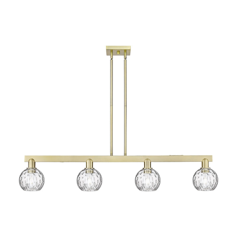 Innovations Athens Water Glass 49in 4-Light Island Light | Industrial Antique Brass Steel and Clear Water Glass | Kitchen Island | Model 716-4I-AB-G1215-6