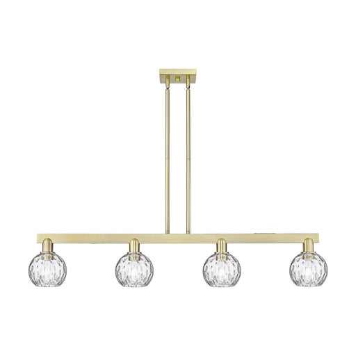 Innovations Athens Water Glass 49in 4-Light Island Light | Industrial Antique Brass Steel and Clear Water Glass | Kitchen Island | Model 716-4I-AB-G1215-6