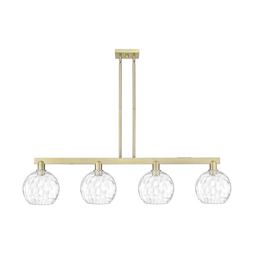 Innovations Athens Water Glass 51in 4-Light Island Light | Industrial Antique Brass and Clear Glass | Kitchen Island | Model 716-4I-AB-G1215-8