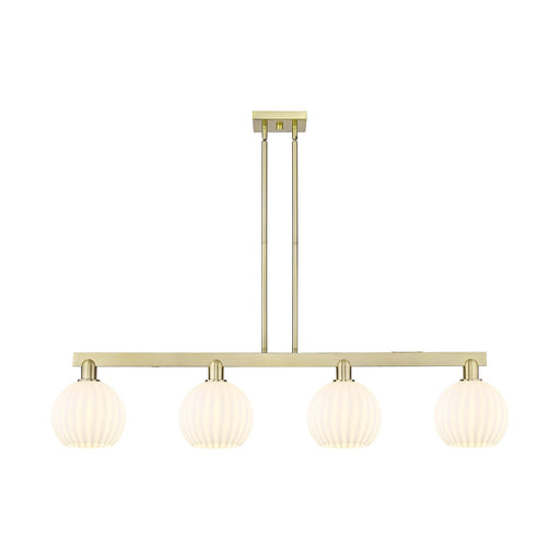 Innovations Lighting Arcadia 48in 4-Light Island Light | Art Nouveau Antique Brass and White Venetian Glass | Kitchen Island & | Model 716-4I-AB-G1217-8WV