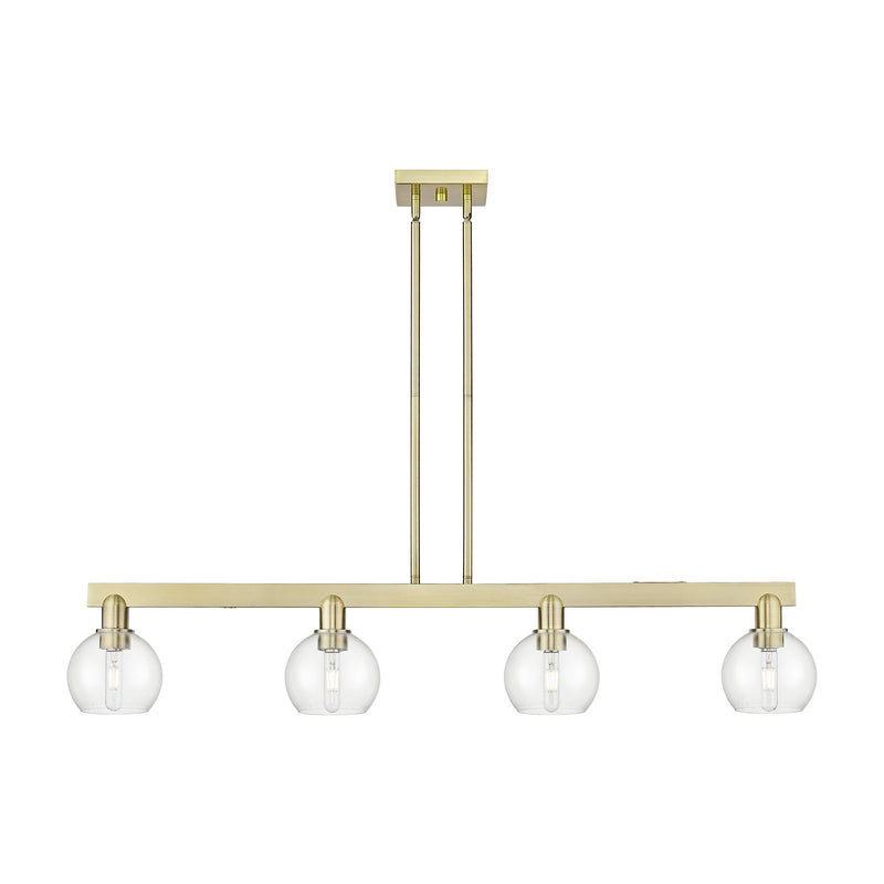 Innovations Athens 48.625in 4-Light Island Light | Industrial Antique Brass and Clear Glass | Kitchen Island & Dining Room | Model 716-4I-AB-G122-6