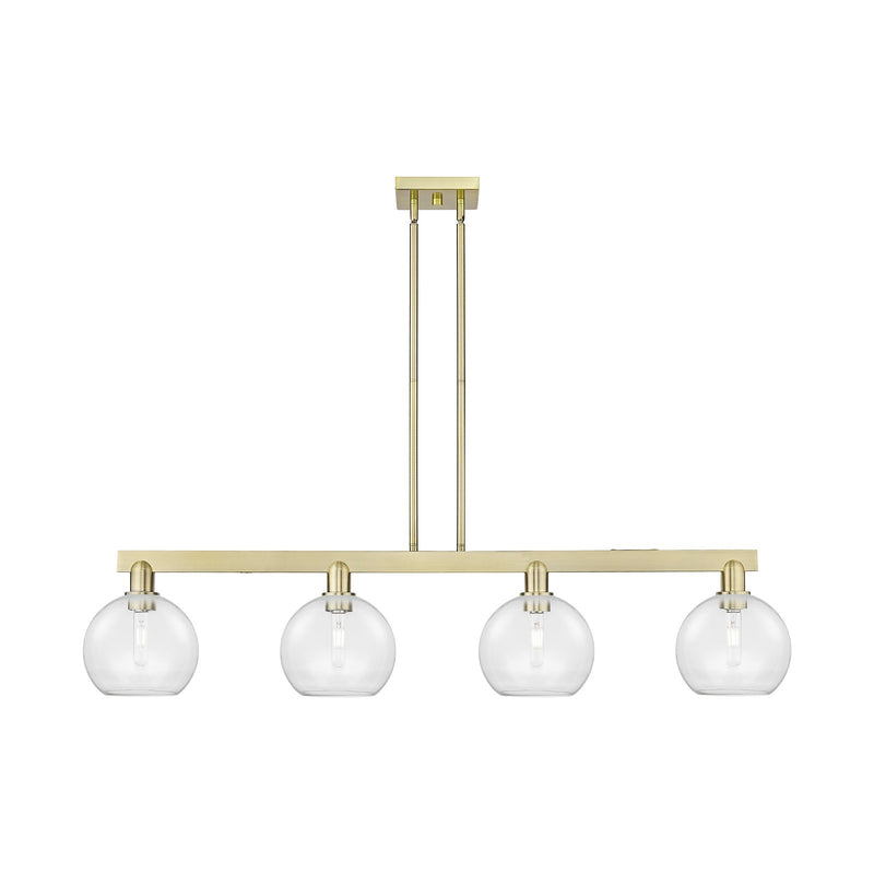Innovations Athens 51in 4-Light Island Light | Industrial Antique Brass and Clear Glass | Kitchen Island & Dining Room | Model 716-4I-AB-G122-8