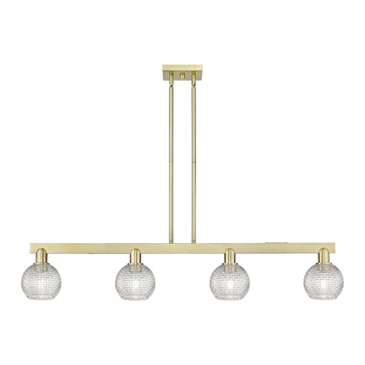 Innovations Athens 49in 4-Light Island Light | Industrial Antique Brass and Clear Basket Weave Glass | Kitchen Island & Dining | Model 716-4I-AB-G122C-6CL