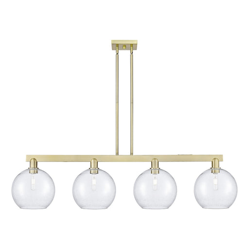 Innovations Athens 53in 4-Light Island Light | Industrial Antique Brass Steel and Seedy Glass | Kitchen Island & Dining Room | Model 716-4I-AB-G124-10