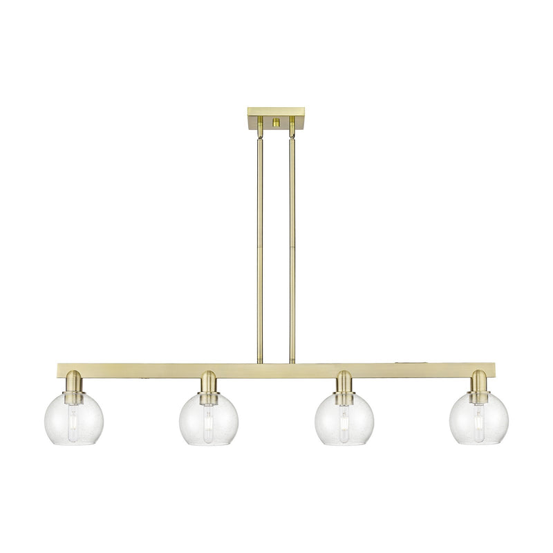 Innovations Athens 49in 4-Light Island Light | Industrial Antique Brass Steel and Seedy Glass | Kitchen Island & Dining Room | Model 716-4I-AB-G124-6