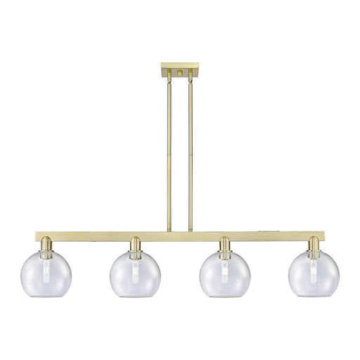 Innovations Athens 51in 4-Light Island Light | Industrial Antique Brass Steel and Seedy Glass | Kitchen Island & Dining Room | Model 716-4I-AB-G124-8