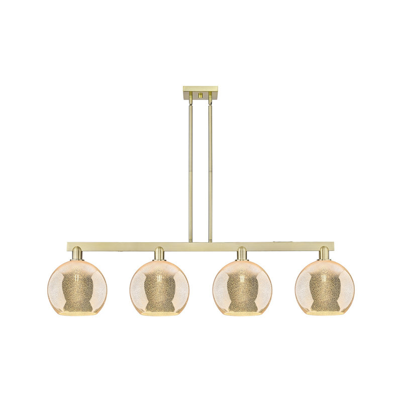 Innovations Athens 53in 4-Light Island Light | Industrial Antique Brass and Mercury Glass | Kitchen Island & Dining Room | Model 716-4I-AB-G128-10