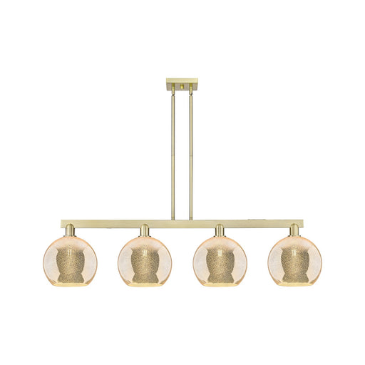 Innovations Athens 53in 4-Light Island Light | Industrial Antique Brass and Mercury Glass | Kitchen Island & Dining Room | Model 716-4I-AB-G128-10