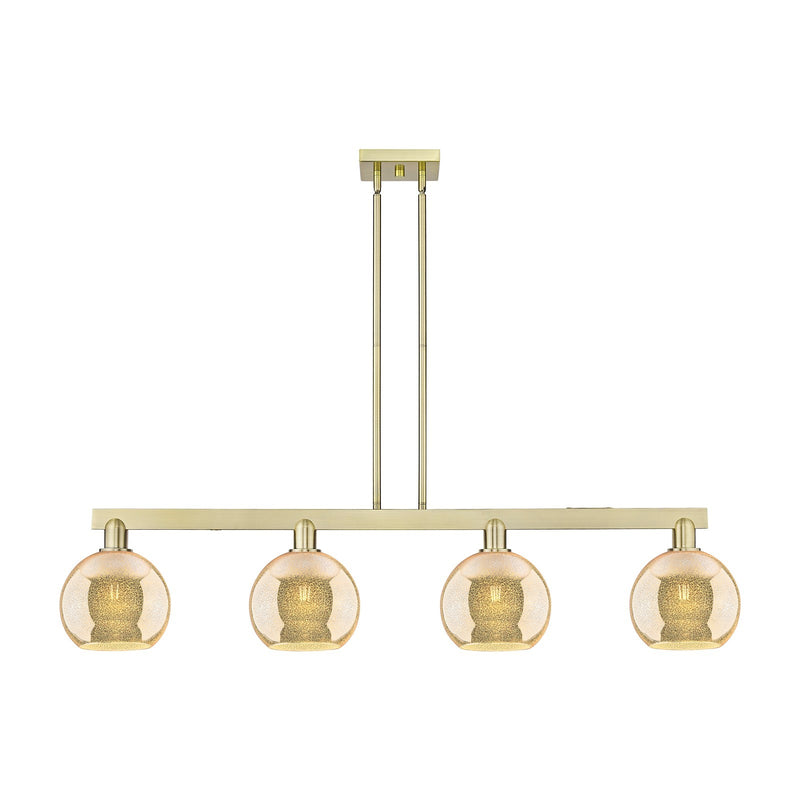 Innovations Athens 51in 4-Light Island Light | Industrial Antique Brass and Mercury Glass | Kitchen Island & Dining Room | Model 716-4I-AB-G128-8