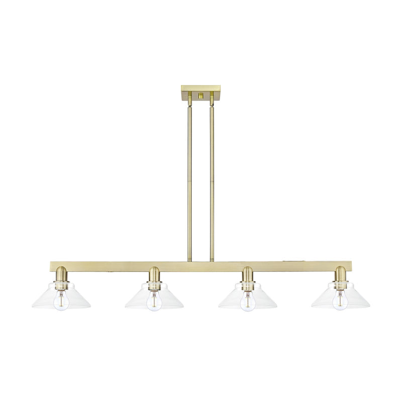Innovations Orwell 51in 4-Light Island Light | Industrial Antique Brass and Clear Glass | Kitchen Island & Dining Room | Model 716-4I-AB-G132