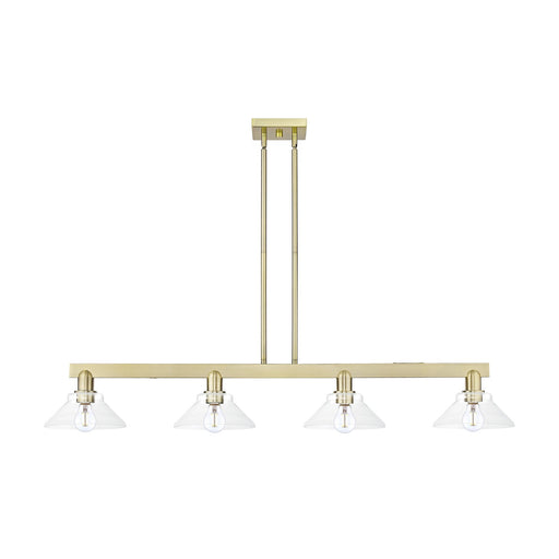 Innovations Orwell 51in 4-Light Island Light | Industrial Antique Brass and Clear Glass | Kitchen Island & Dining Room | Model 716-4I-AB-G132