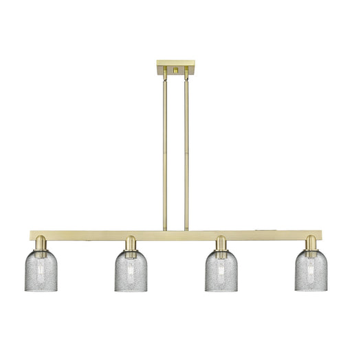 Innovations Caledonia 48in 4-Light Island Light | Industrial Antique Brass Steel and Charcoal Glass | Kitchen Island & Dining Room | Model 716-4I-AB-G257