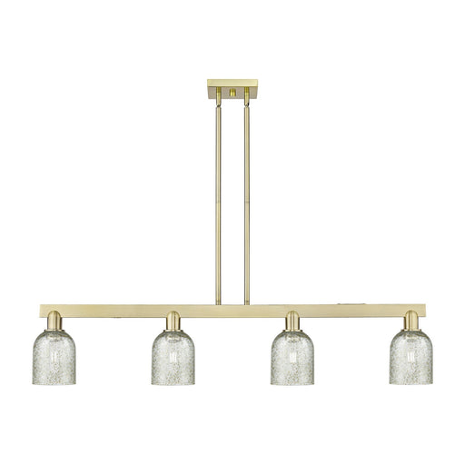Innovations Caledonia 48in 4-Light Island Light | Industrial Antique Brass Steel and Mica Glass | Kitchen Island & Dining Room | Model 716-4I-AB-G259