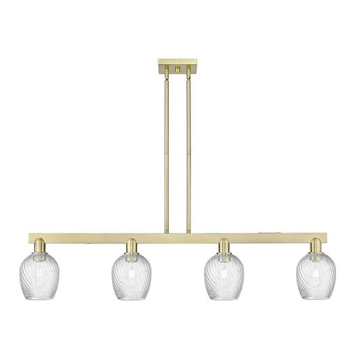 Innovations Salina 48.5in 4-Light Island Light | Industrial Antique Brass and Clear Spiral Fluted Glass | Kitchen Island & Dining | Model 716-4I-AB-G292