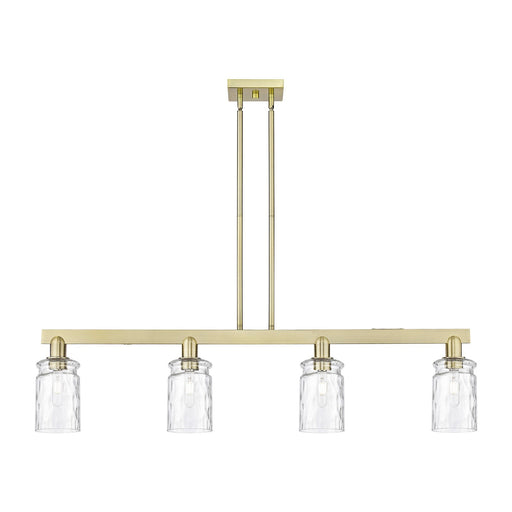 Innovations Candor 48in 4-Light Island Light | Industrial Antique Brass Steel and Clear Waterglass Glass | Kitchen Island & Dining | Model 716-4I-AB-G352