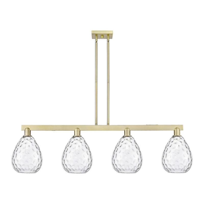 Innovations Waverly 51in 4-Light Island Light | Industrial Antique Brass Steel and Clear Glass | Kitchen Island & Dining Room | Model 716-4I-AB-G372