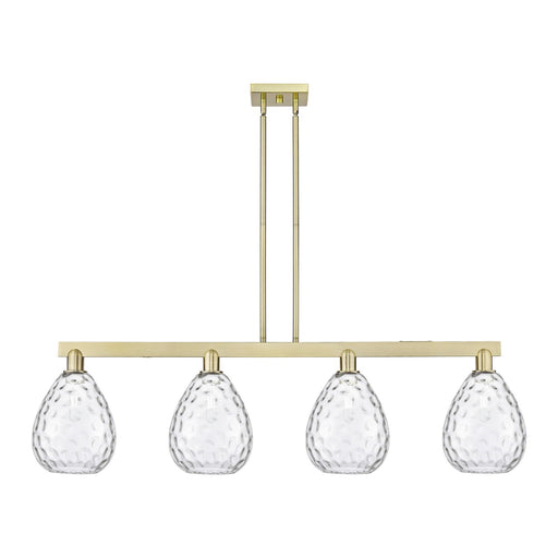 Innovations Waverly 51in 4-Light Island Light | Industrial Antique Brass Steel and Clear Glass | Kitchen Island & Dining Room | Model 716-4I-AB-G372