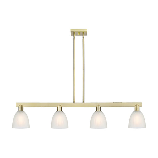 Innovations Castile 49in 4-Light Island Light | Industrial Antique Brass Steel and White Glass | Kitchen Island | Model 716-4I-AB-G381