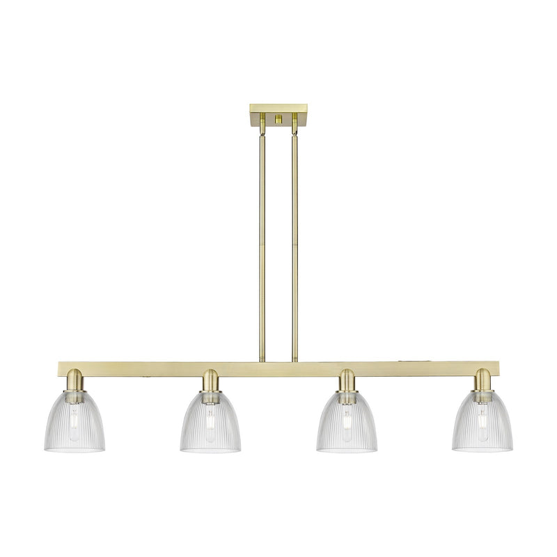 Innovations Castile 49in 4-Light Island Light | Industrial Antique Brass Steel and Clear Glass | Kitchen Island & Dining Room | Model 716-4I-AB-G382