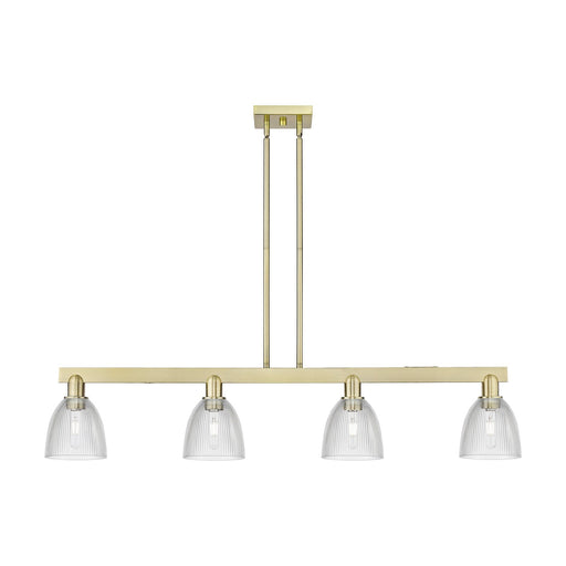 Innovations Castile 49in 4-Light Island Light | Industrial Antique Brass Steel and Clear Glass | Kitchen Island & Dining Room | Model 716-4I-AB-G382