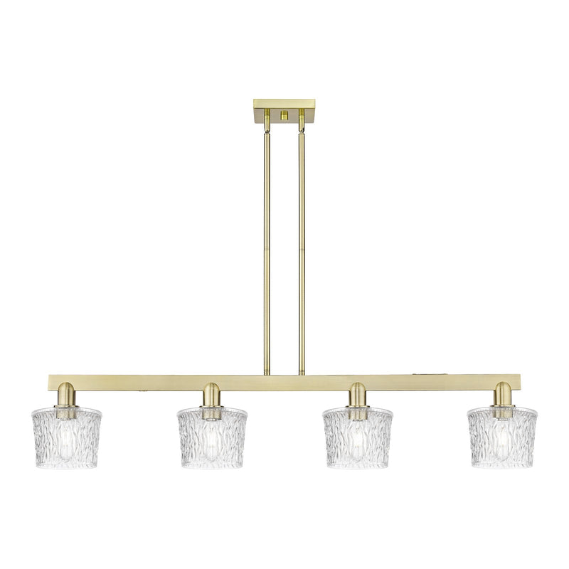 Innovations Niagara 49in 4-Light Island Light | Industrial Antique Brass Steel and Clear Glass | Kitchen Island & Dining Room | Model 716-4I-AB-G402