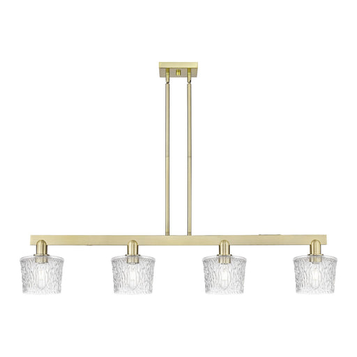 Innovations Niagara 49in 4-Light Island Light | Industrial Antique Brass Steel and Clear Glass | Kitchen Island & Dining Room | Model 716-4I-AB-G402