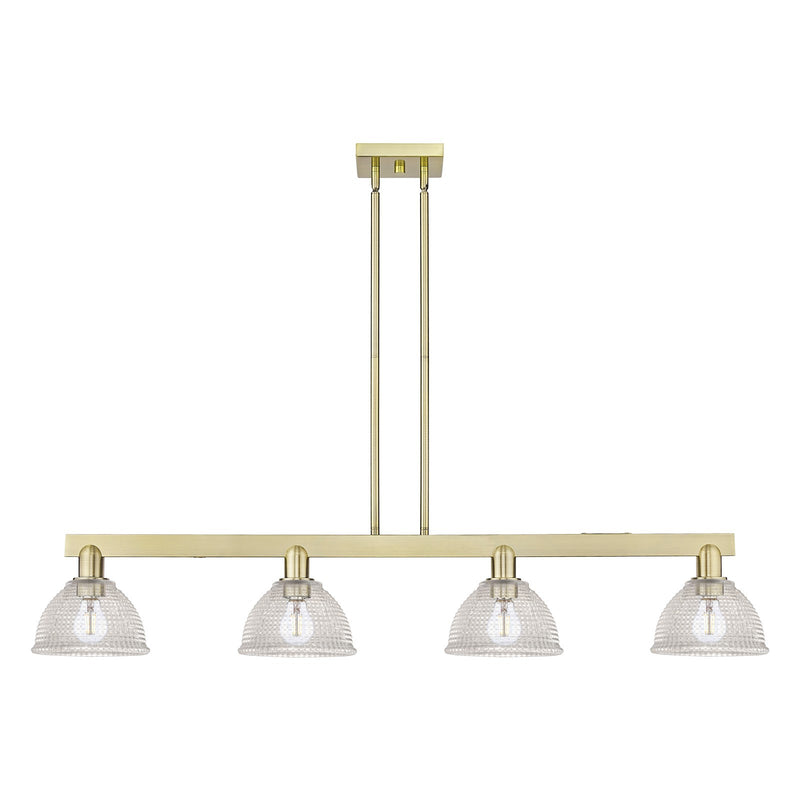 Innovations Arietta 51in 4-Light Island Light | Industrial Antique Brass and Clear Glass | Kitchen Island & Dining Room | Model 716-4I-AB-G422