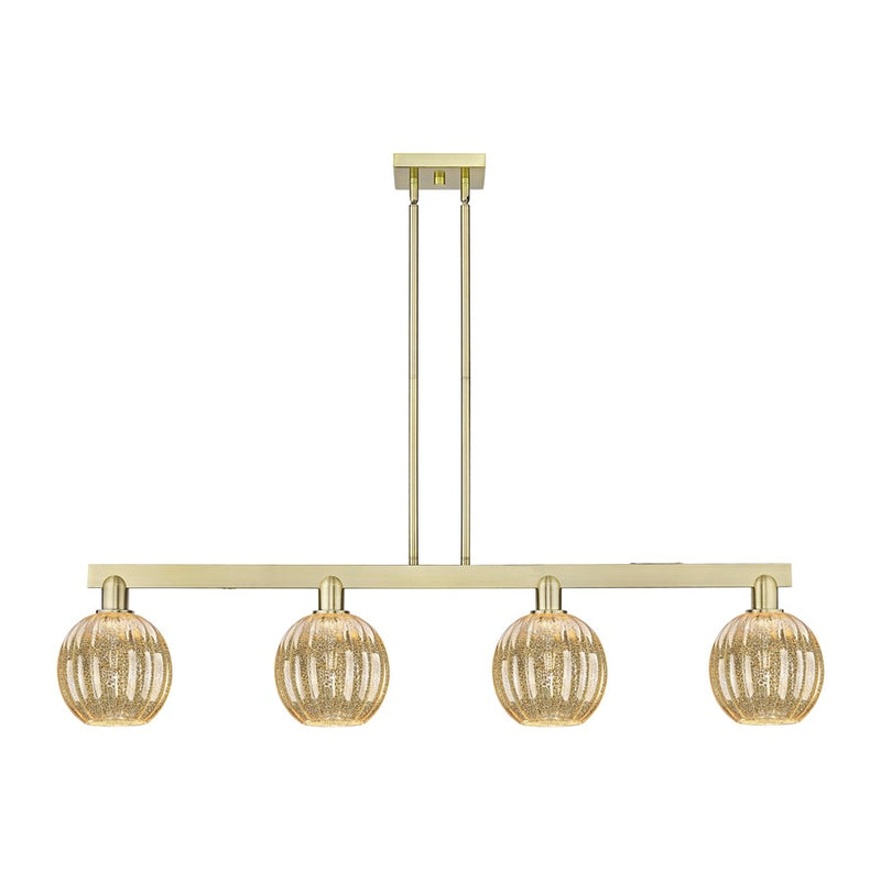 Innovations Preston 4Lt 48" Globe Stem Island Light, AB/MC - 716-4I-AB-G458-7ME