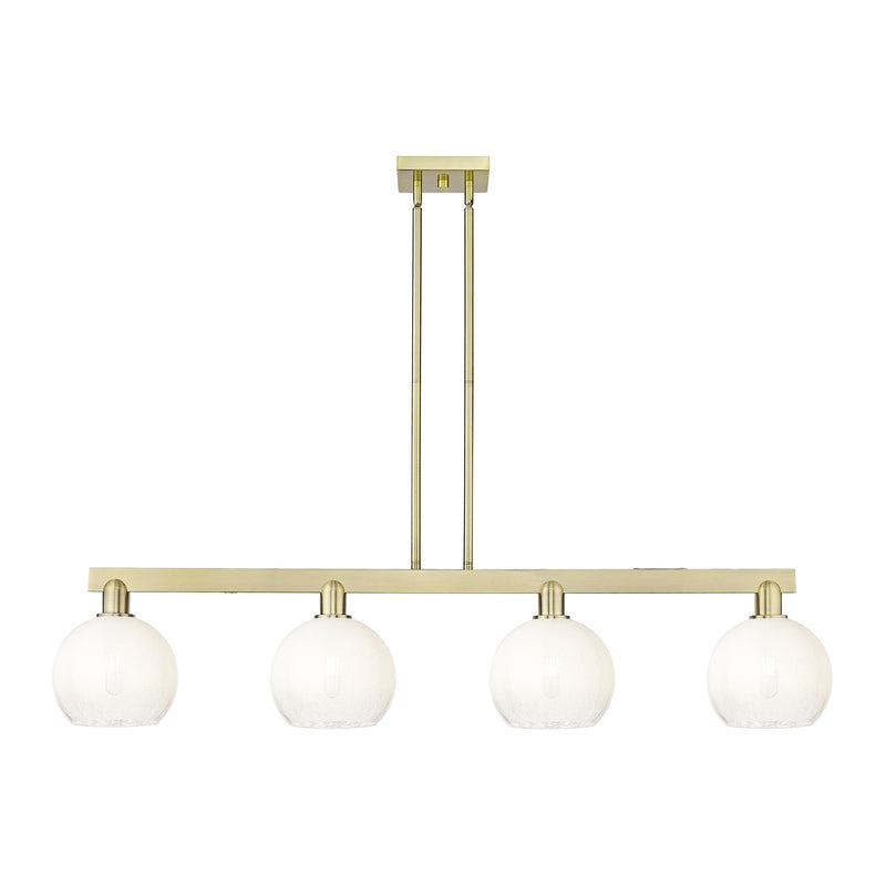 Innovations Brookhaven Globe 50.75in 4-Light Island Light | Industrial Antique Brass and Opal Glass | Kitchen Island | Model 716-4I-AB-G483-8OP