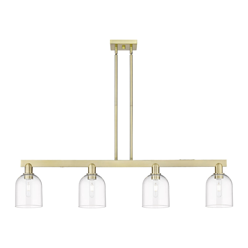 Innovations Bella 48in 4-Light Island Light | Industrial Antique Brass and Clear Glass | Kitchen Island | Model 716-4I-AB-G558-6CL