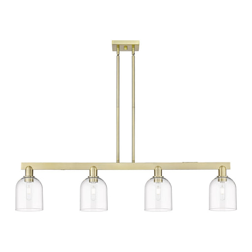 Innovations Bella 48in 4-Light Island Light | Industrial Antique Brass and Clear Glass | Kitchen Island | Model 716-4I-AB-G558-6CL