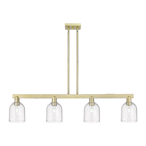 Innovations Bella 48in 4-Light Island Light | Industrial Antique Brass Steel and Seedy Glass | Kitchen Island & Dining Room | Model 716-4I-AB-G558-6SDY