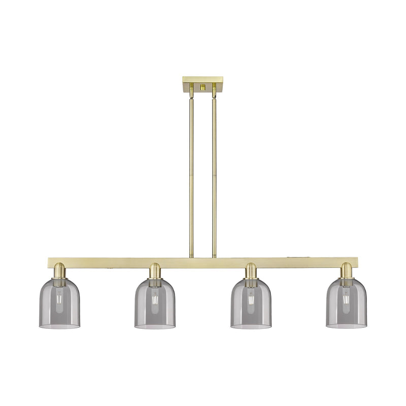 Innovations Bella 48in 4-Light Island Light | Industrial Antique Brass Steel and Light Smoke Glass | Kitchen Island & Dining | Model 716-4I-AB-G558-6SM