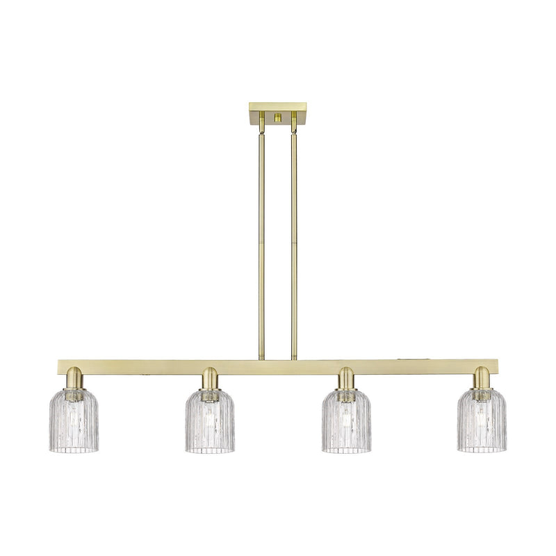 Innovations Bridal Veil 48in 4-Light Island Light | Industrial Antique Brass Steel and Clear Ribbed Glass | Kitchen Island & | Model 716-4I-AB-G559-5CL