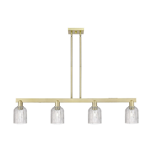 Innovations Bridal Veil 48in 4-Light Island Light | Industrial Antique Brass Steel and Clear Ribbed Glass | Kitchen Island & | Model 716-4I-AB-G559-5CL