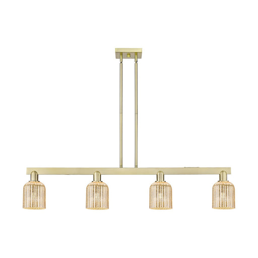 Innovations Bridal Veil 48in 4-Light Island Light | Industrial Antique Brass and Mercury Ribbed Glass | Kitchen Island & Dining | Model 716-4I-AB-G559-5ME