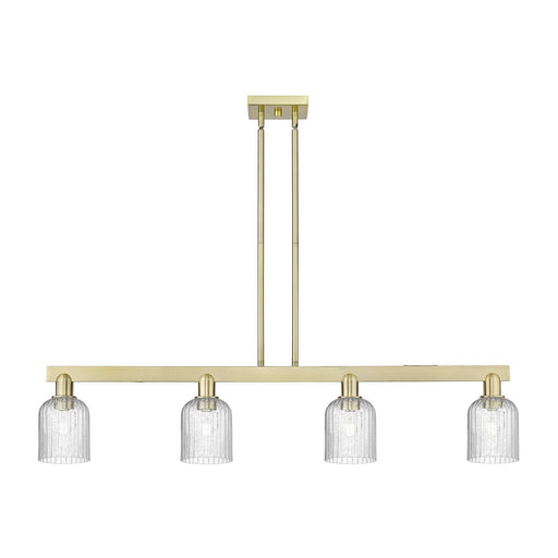 Innovations Bridal Veil 48in 4-Light Island Light | Industrial Antique Brass Steel and Seedy Ribbed Glass | Kitchen Island & | Model 716-4I-AB-G559-5SDY