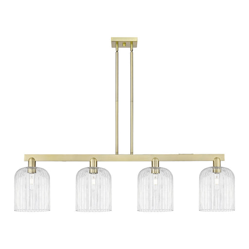 Innovations Bridal Veil 51in 4-Light Island Light | Industrial Antique Brass and Clear Ribbed Glass | Kitchen Island & Dining | Model 716-4I-AB-G559-8CL